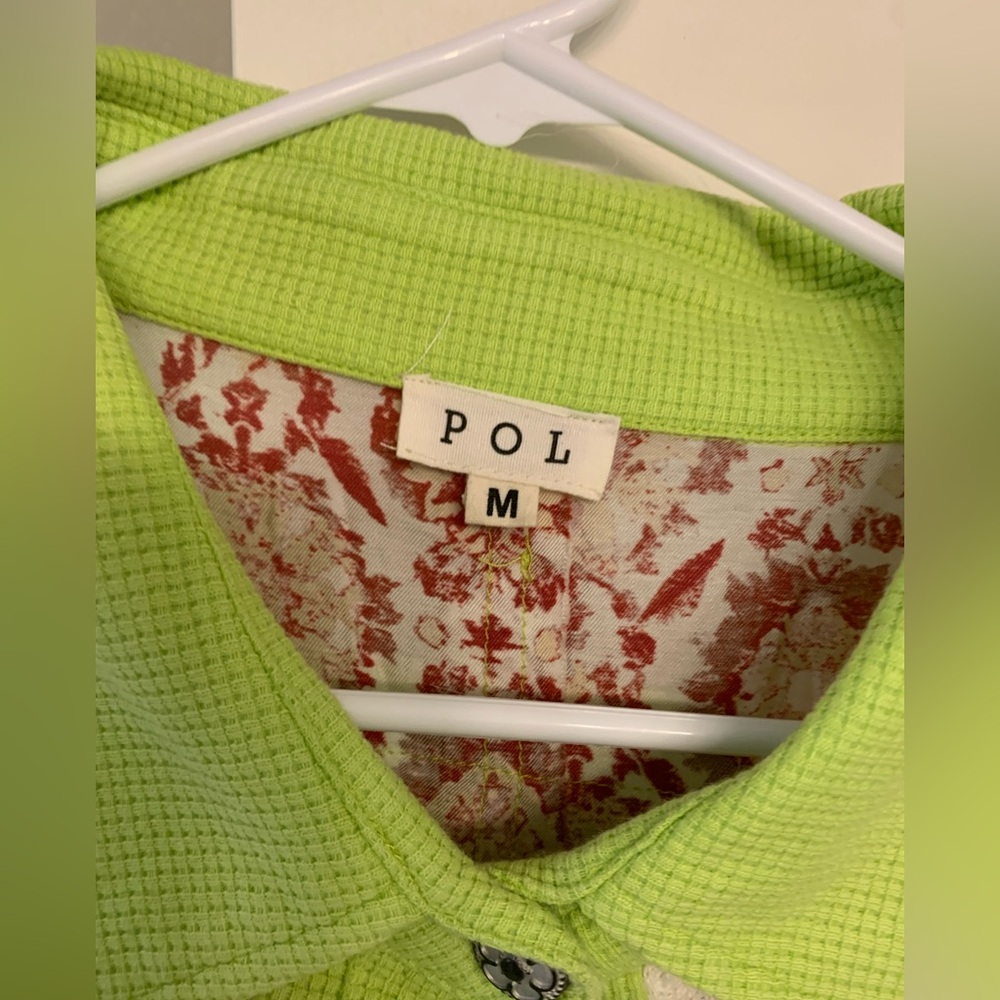 POL Floral Patchwork Lace Button-Up Oversized Shi… - image 7